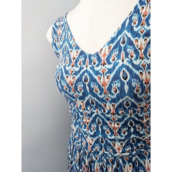 Vanessa Virginia By Anthropologie Tidal Maxi Dress Blue Ikat Sleeveless … - Picture 3 of 5